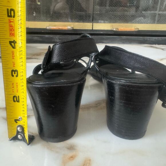 Stuart Weitzman Milanese Black Leather Strappy Block Heel Sandals Shoes Size 9 - Picture 3 of 8